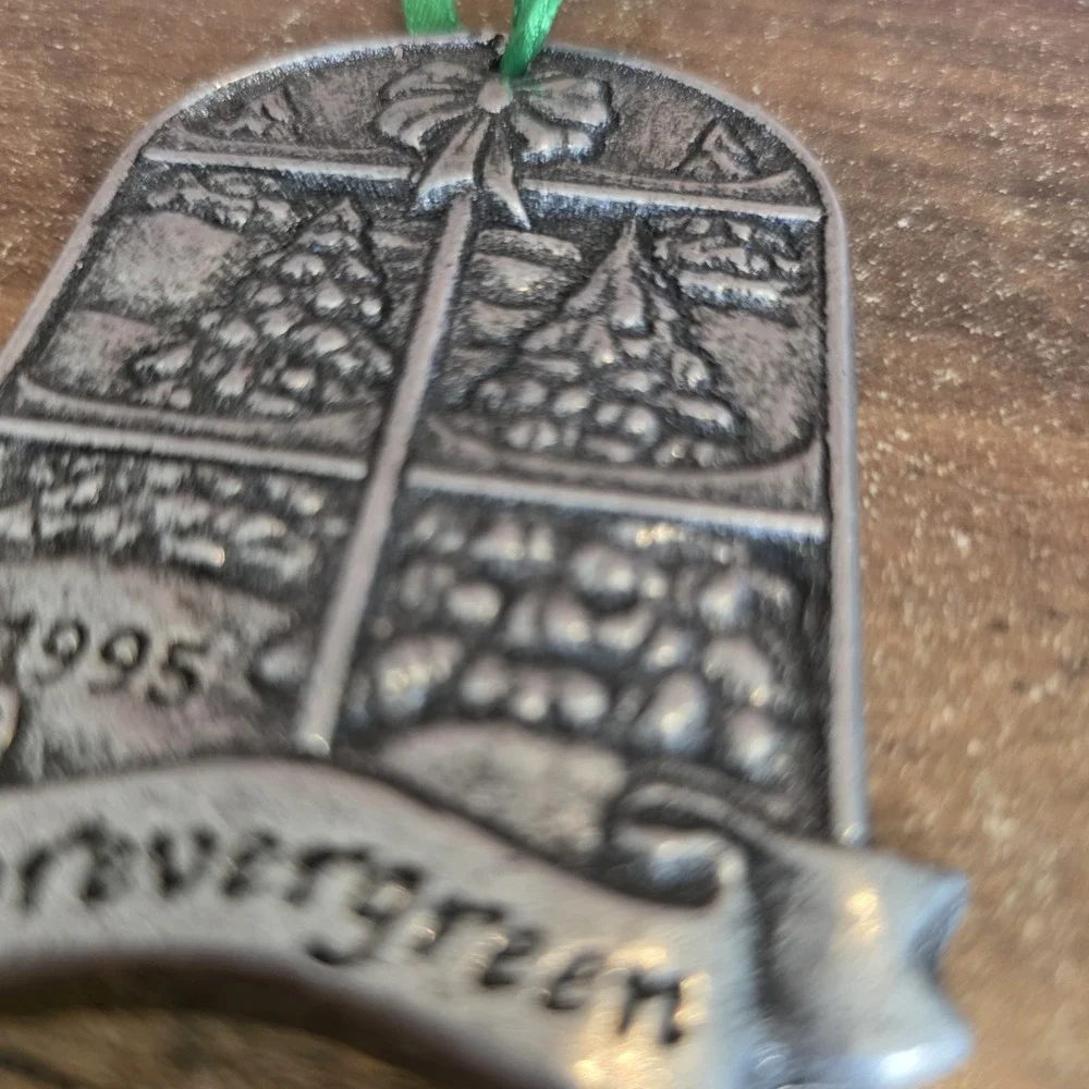 Metal Christmas Tree‎ Ornament Forevergreen 1995 Window Pane Trees Bow 3
